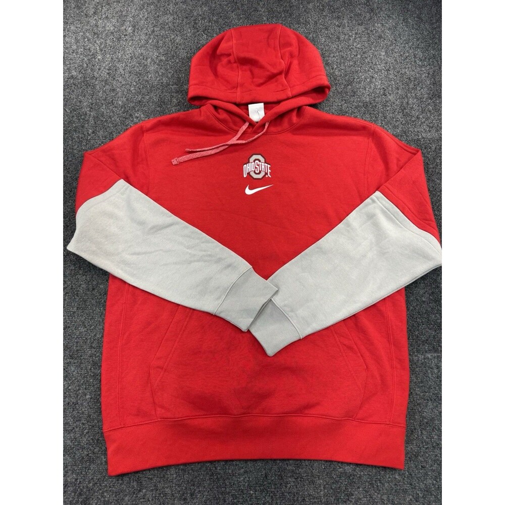 Nike Mens M Ohio State Buckeyes Hoodie Red Gray Pullover